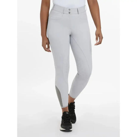 Light grey imogen knee grip breeches with sleek fit and subtle side panel accents perfect for riding in grip breeches light style