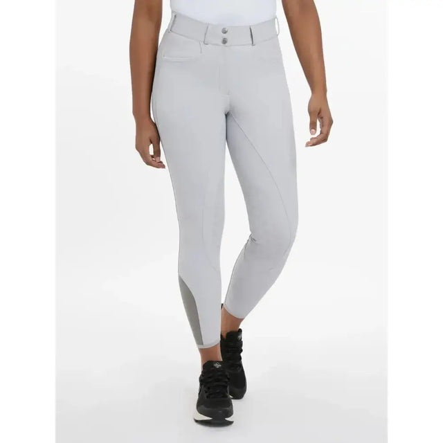Light grey imogen knee grip breeches with sleek fit and subtle side panel accents perfect for riding in grip breeches light style