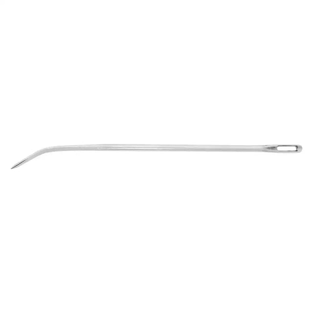 Silver metal imperial riding braiding needle with curved pointed tip and flat eye for riding braiding needles use