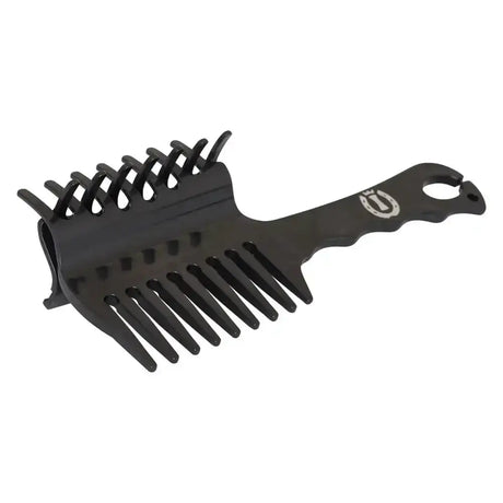 Black plastic imperial riding braiding plaiting comb hairmaster with dual-sided wide and narrow curved teeth for styling
