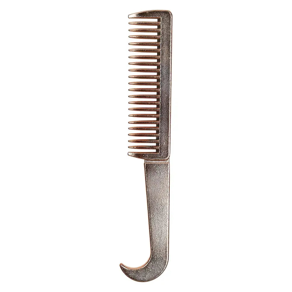 Imperial riding comb iron mane comb with textured metallic teeth and curved handle for mane and tail grooming