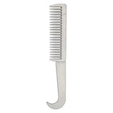Imperial riding comb iron mane comb in silver metal with curved handle and evenly spaced teeth for mane and tail care