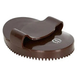 Brown plastic imperial riding curry comb soft with ridged edge and integrated handle for easy hoof cleaning