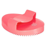 Pink plastic imperial riding curry comb soft with textured serrated edge and handle grip for easy grooming