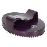 Purple plastic imperial riding curry comb soft with handle and serrated edge for gentle grooming