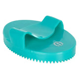 Teal plastic imperial riding curry comb soft with handle and serrated edge for easy horse grooming