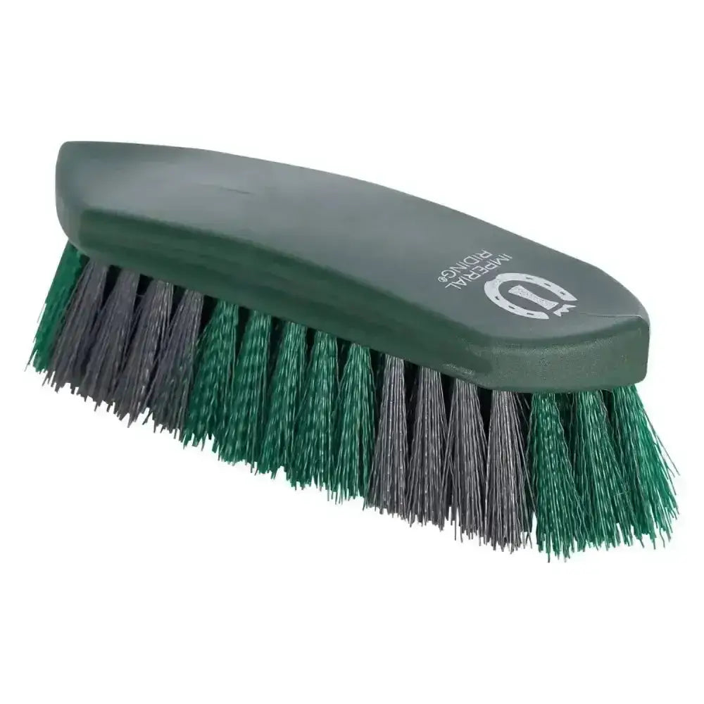 Imperial riding dandy hard two-tone riding dandy brush with green and gray bristles and dark green handle