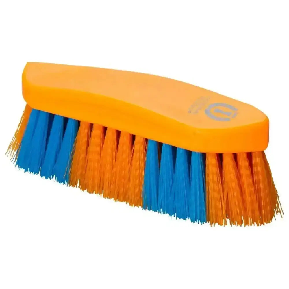 Bright orange and blue imperial riding dandy hard two-tone dandy brush with molded plastic handle for grooming horses