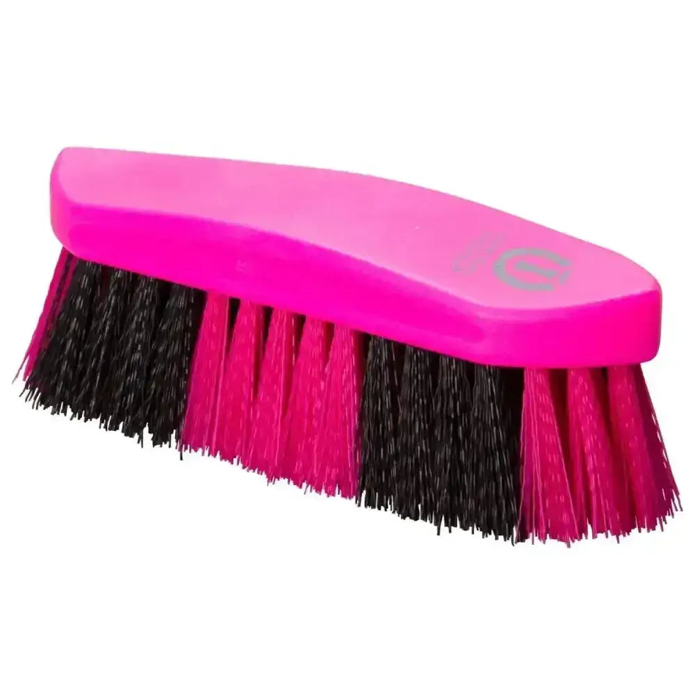 Bright pink imperial riding dandy hard two-tone brush with black and magenta bristles for grooming horses