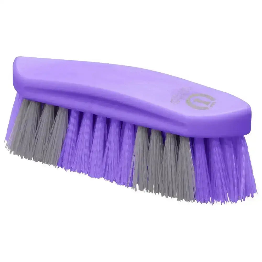 Imperial riding dandy brush with hard two-tone lavender and gray bristles for effective horse grooming