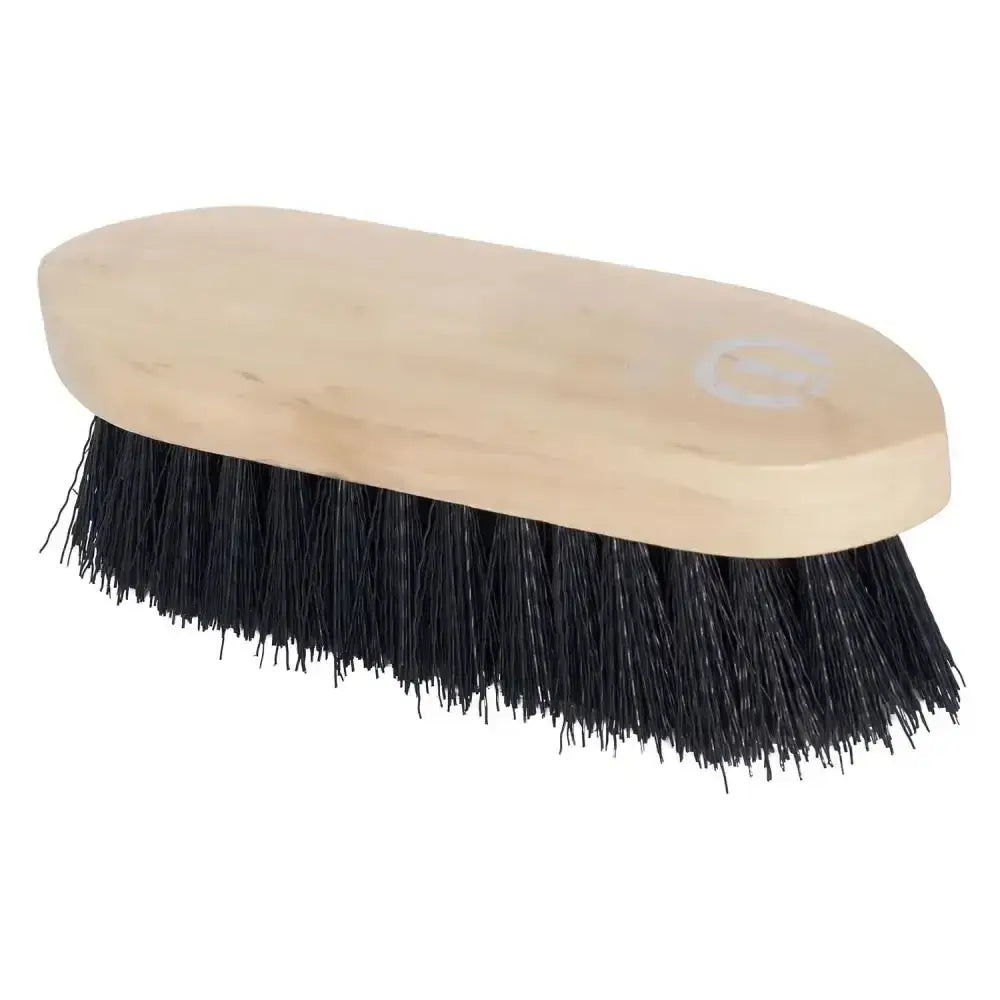 Imperial riding dandy brush with a light wooden back and dense black bristles for hard brushing use