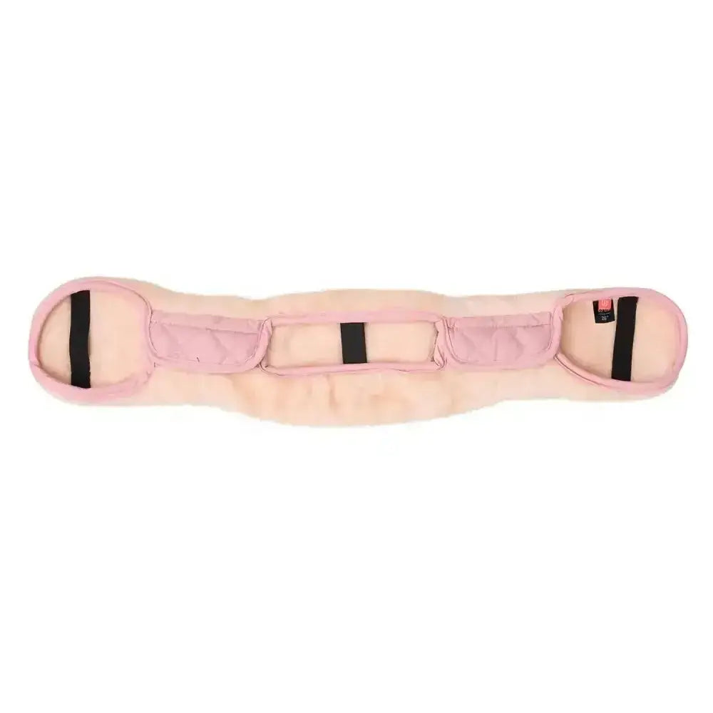 Pink fleece imperial riding girth cover fur star classy pink with black elastic straps and multiple pockets