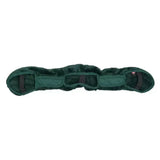 Dark green plush fur girth cover fur with three padded sections and black straps for imperial riding girth star forest green