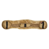 Tan faux fur imperial riding girth cover fur star taupe with black elastic straps and stitched compartments