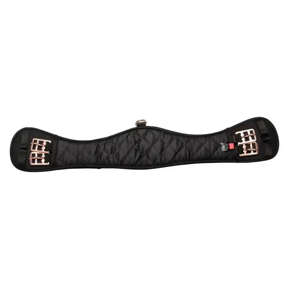 Black quilted imperial riding girth irhgo star girth with silver buckles and center d-ring for webbed dressage girth use