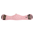 Pink quilted horse saddle pad with black reinforced sections and gold metal buckles for imperial riding girth use