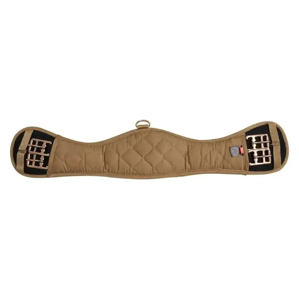 Tan quilted saddle pad with black leather straps and silver buckles for imperial riding girth irhgo star girth use