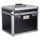 Black textured imperial riding grooming box irhshiny with silver aluminum trim and latches perfect beauty case
