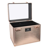 Imperial riding grooming box irhshiny classic rose gold ribbed aluminum case with black interior and dual combo locks