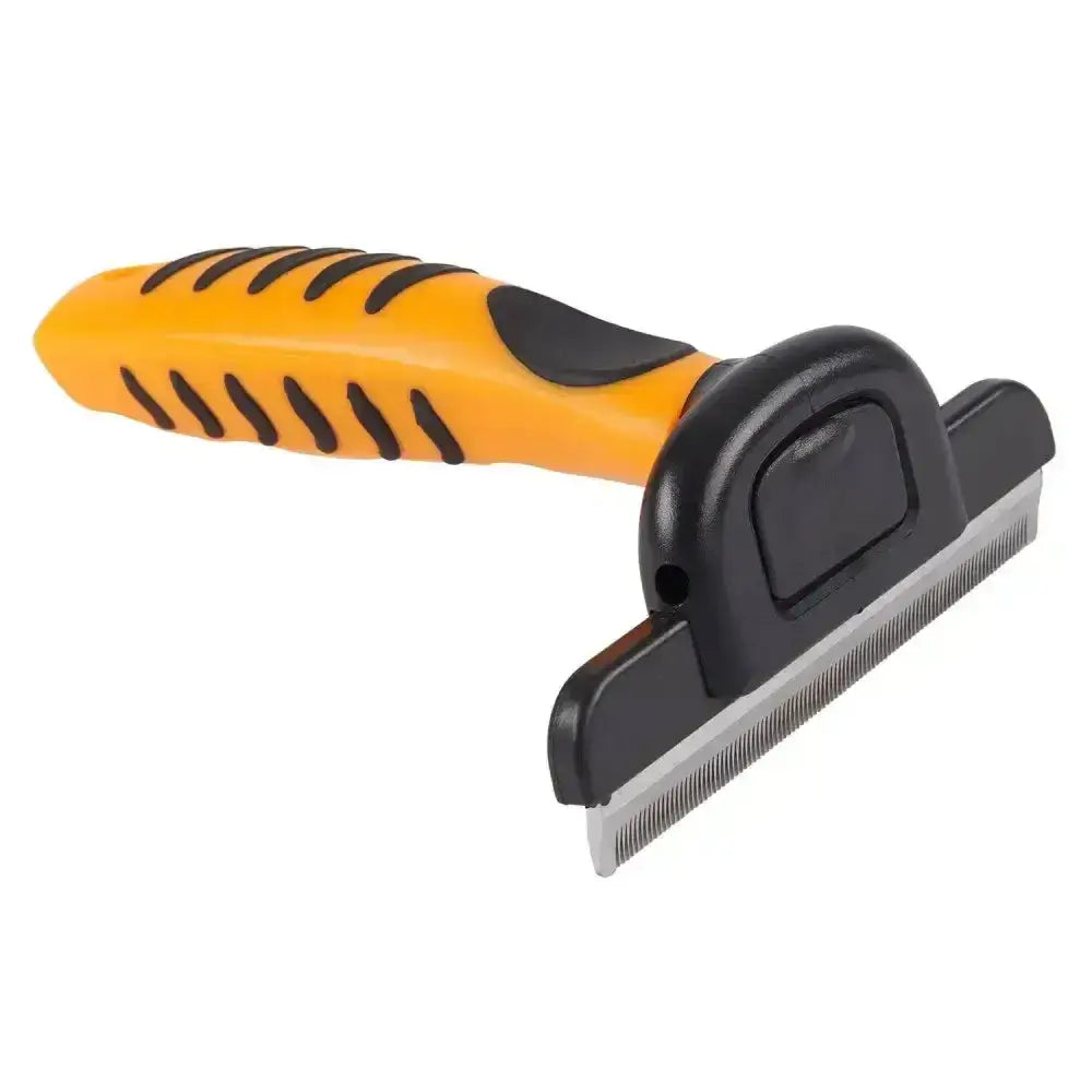 Yellow and black imperial riding grooming brush irh hairmaster with textured grip handle and metal comb teeth