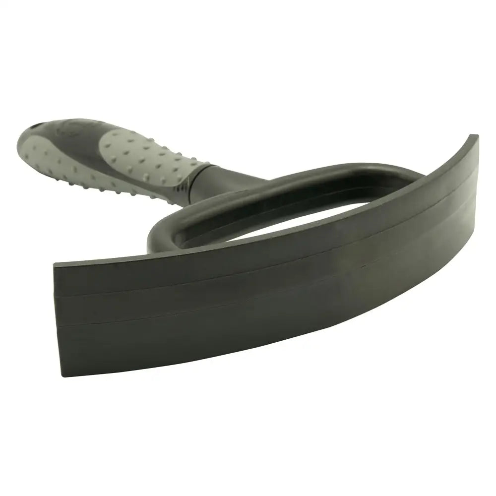 Black rubberized imperial riding half round sweat scraper plastic with textured grip handle for easy use