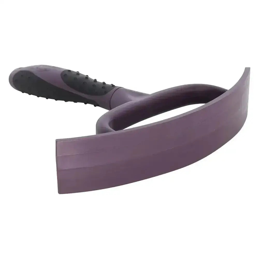 Purple imperial riding half round sweat scraper plastic with black textured grip for horse grooming
