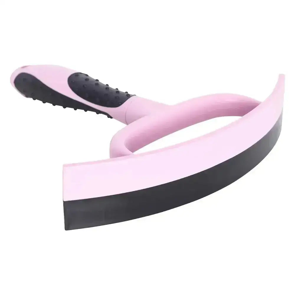 Imperial riding half round sweat scraper plastic in pink and black with textured grip and flexible curved head