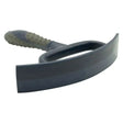 Black rubber-handled imperial riding half round sweat scraper plastic tool with curved flat blade for grooming