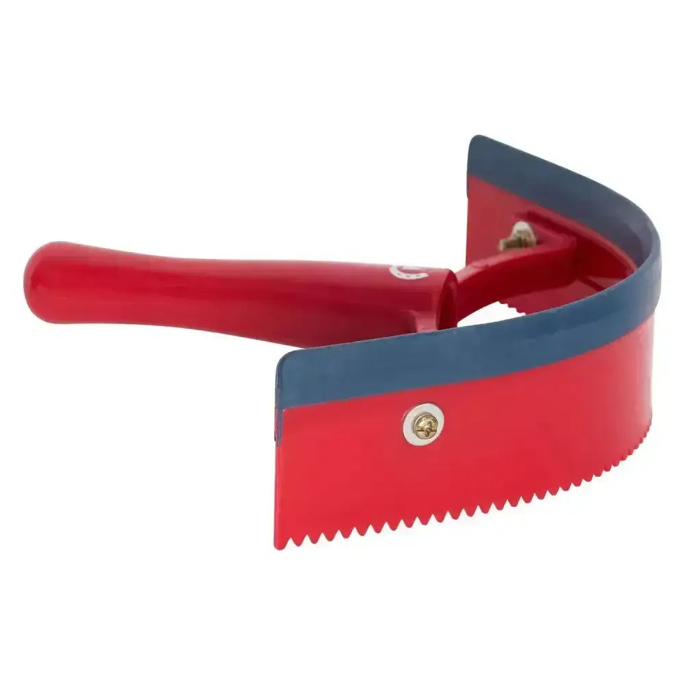 Imperial riding half round sweat scraper plastic in red and blue with serrated edge for easy ice removal