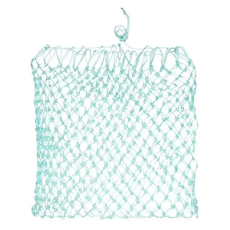 A translucent mint green imperial riding haynet irhzone with a looped handle made of breathable mesh material