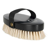 Imperial riding head brush with black handle strap and natural beige horse hair bristles for grooming horses