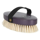 Imperial riding head brush purple oval horse brush with natural beige bristles and black fabric strap for grooming horse hair