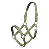 Olive green woven nylon imperial riding headcollar classic sport olive with soft neoprene padded halter and silver hardware