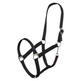 Black nylon imperial riding headcollar irheconomic with silver hardware and adjustable straps for easy fitting