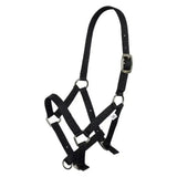 Black nylon imperial riding headcollar foal halter with silver metal hardware and adjustable buckle