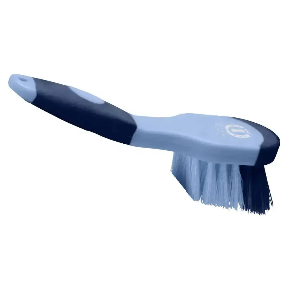 Blue and gray dual-sided soft bristle imperial riding hoof brush irhgrip handled hoof brush for easy cleaning