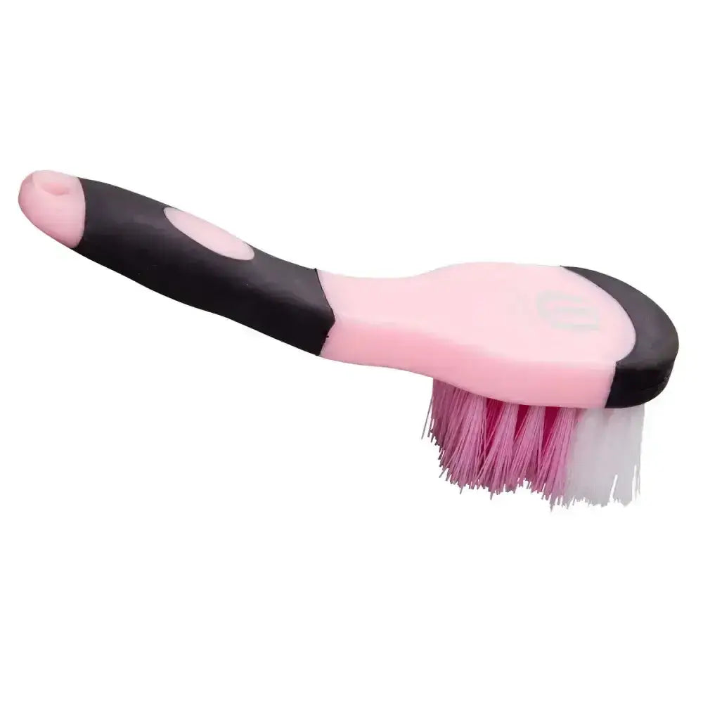 Imperial riding hoof brush irhgrip pink and black plastic handled hoof brush with dual-colored bristles for easy cleaning
