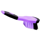 Imperial riding hoof brush irhgrip with purple and black handled design and dual-colored bristles for easy grooming