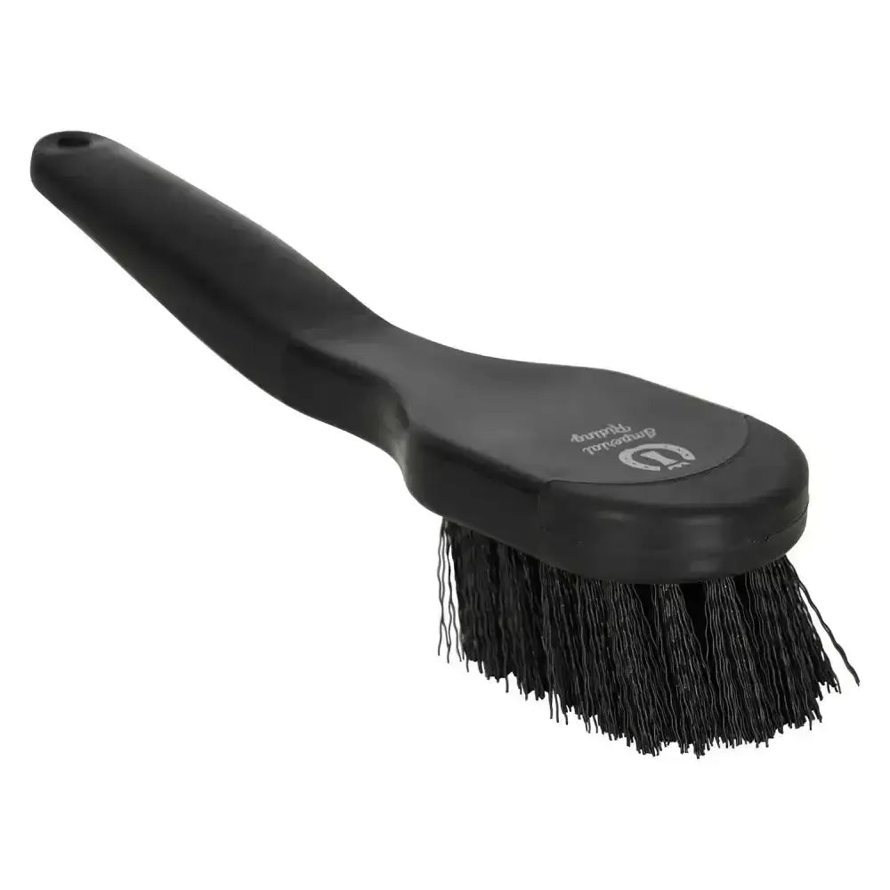 Black plastic-handled imperial riding hoof brush irhgrip with dense black bristles for easy hoof cleaning