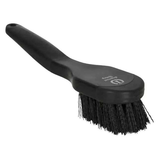 Black plastic-handled imperial riding hoof brush irhgrip with dense black bristles for easy hoof cleaning