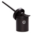 Black imperial riding irhhoof oil brush with horse-bristle and matching container with silver horseshoe logo