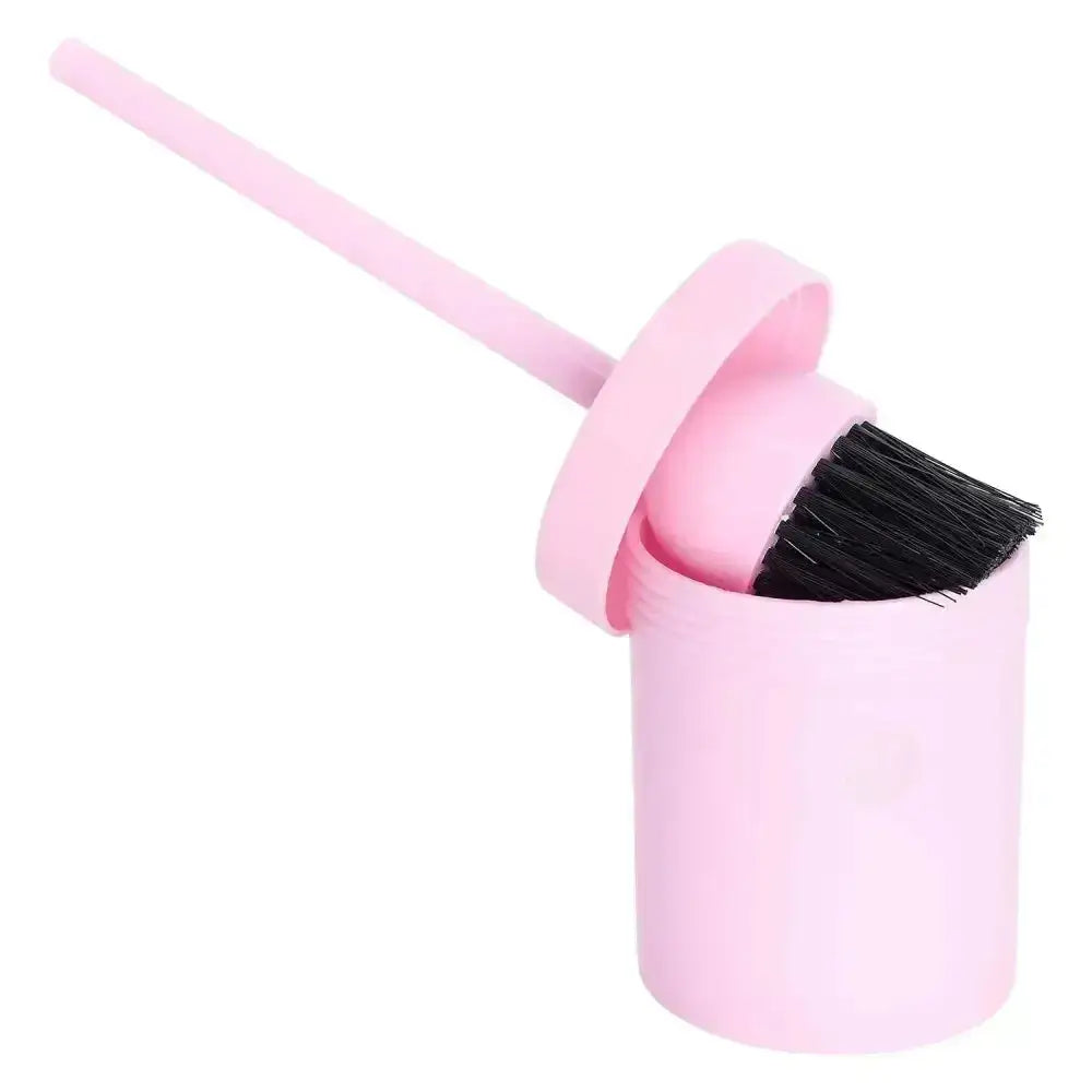 Imperial riding irhhoof oil brush with pink plastic holder and lid with black bristles for easy hoof care