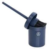 Navy blue plastic imperial riding irhhoof oil brush with black bristles in a matching cylindrical container