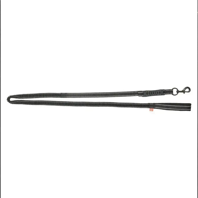 Black elastic imperial riding lead rein irhflexi-fleece with reflective stripes and sturdy metal clasp for durability