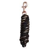 Black and rose gold braided imperial riding lead rope irhgo with polished metal irhgo star snap hook clip