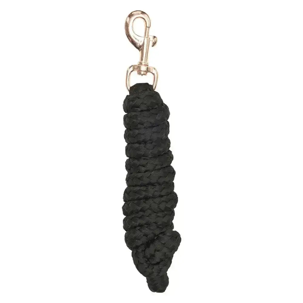 Black imperial riding lead nylon rope with silver trigger hook clip for secure horse handling