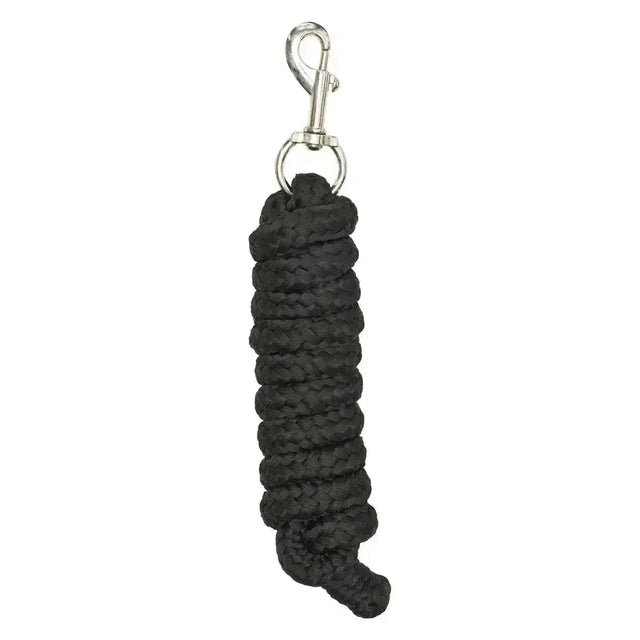 Black imperial riding lead nylon rope with silver trigger hook metal clip for secure horse handling