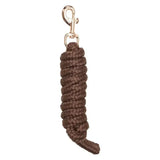 Brown imperial riding lead nylon rope with gold-toned trigger hook for easy clipping and handling