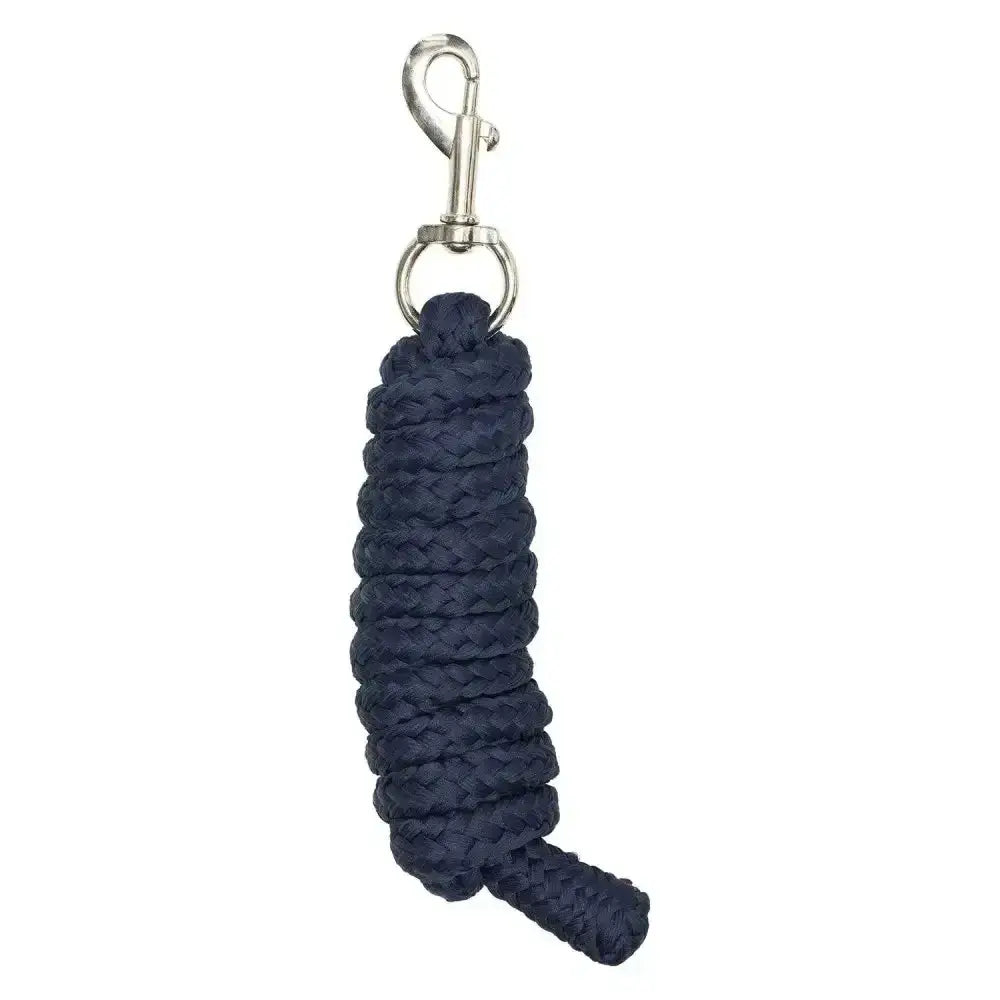 Dark blue nylon imperial riding lead rope with braided design and silver trigger hook metal clip for easy use