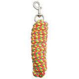 Neon-colored nylon imperial riding lead rope with braided design and silver trigger hook for easy clipping